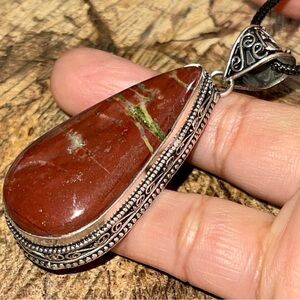 Burgundy Dragon Stone Jasper Pendant 2 1/2”